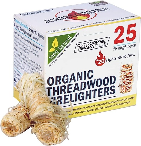 [OE-TW25] Outdoor Emarati Organic Natural Threadwood Firestarters 25 pcs Box