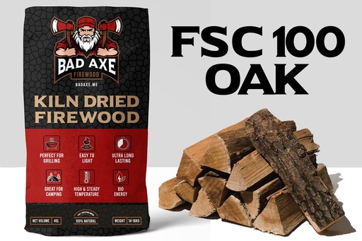 [LGOAK40L] Bad Axe Firewood - Oak 40L Sack